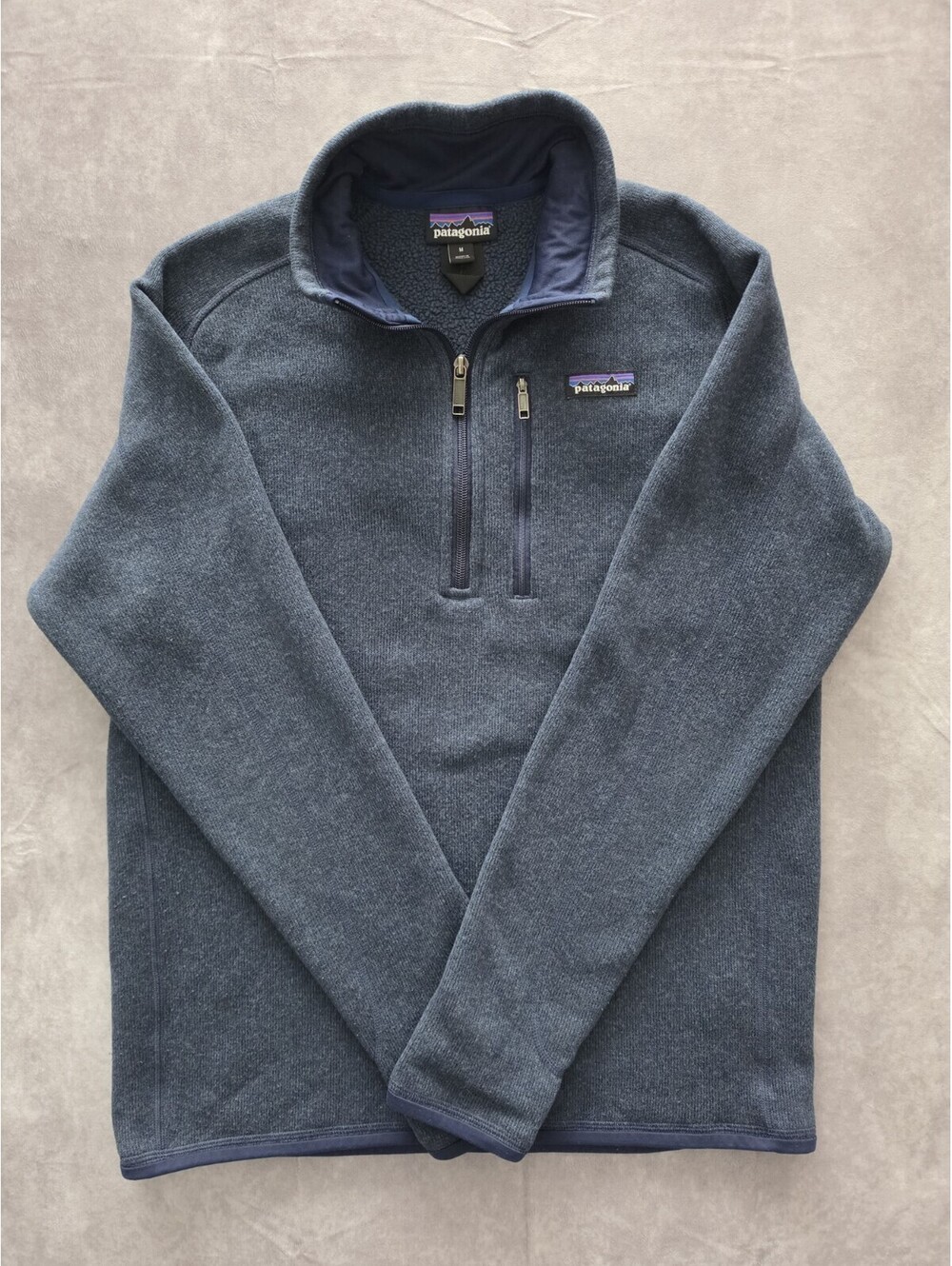 Patagonia Men's Medium Blue Gray Better Sweater 1/4 Zip Fleece Pullover Jacket.